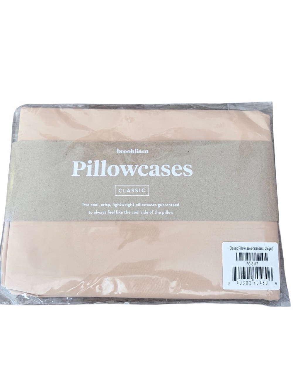 Brooklinen Classic Pillowcases in Tan/Ginger Set of 2 Pair Standard 270 Thread